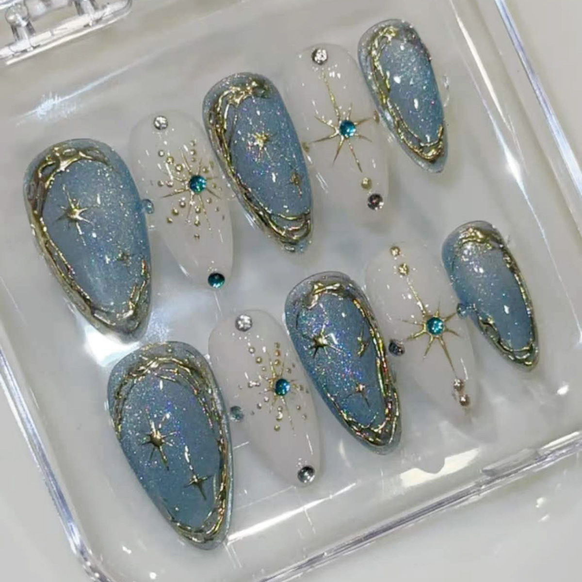 Nail Art Overlay - 24 peças de Unhas Postiças Adesivas