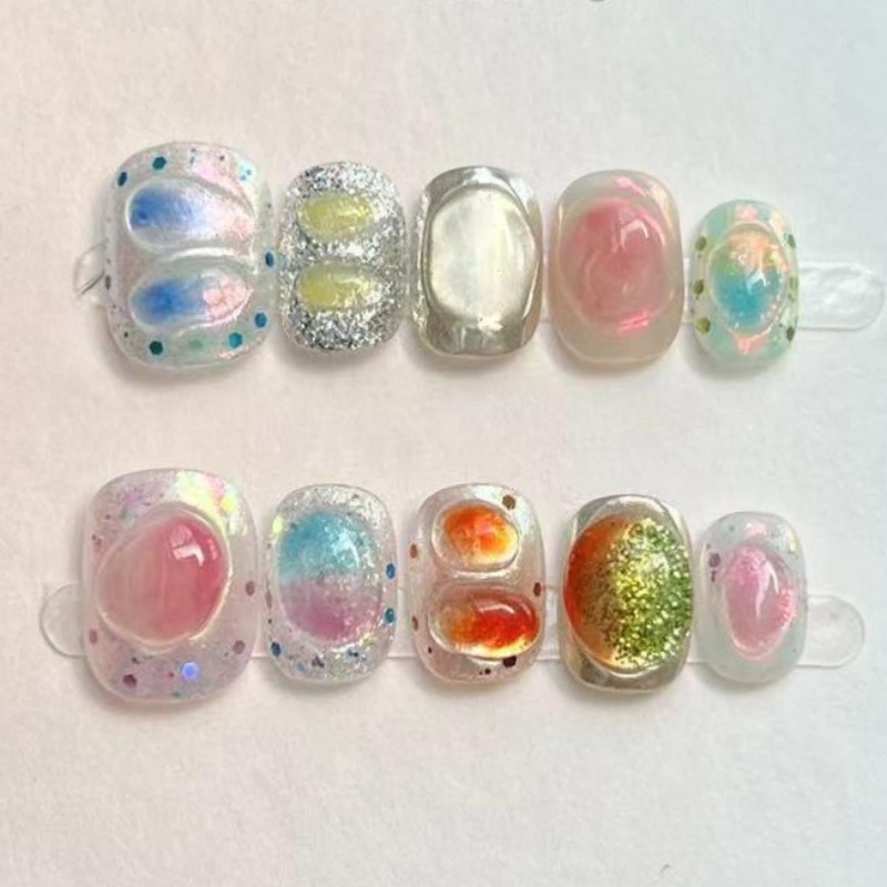 10 pçs bonito curto redondo ar - Nail Art Overlay avaliação e preço