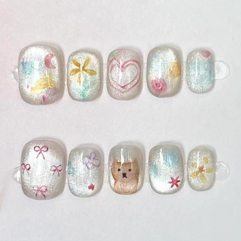 10 pçs bonito curto redondo ar - Nail Art Overlay avaliação e preço